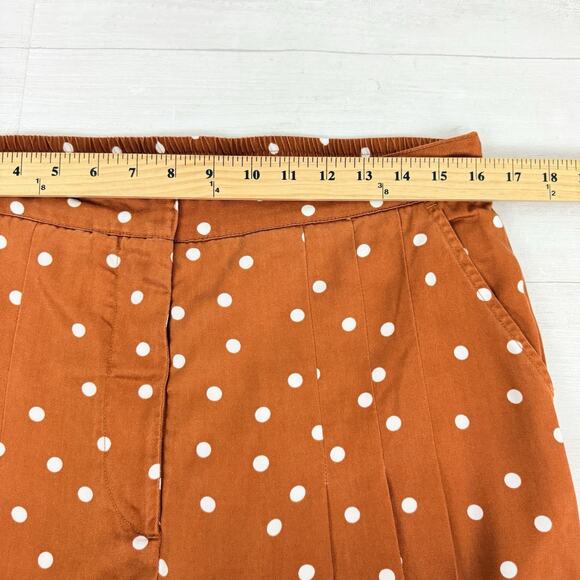 Anthropologie Isobel Polka Dot Pleated Culottes Large Wide Leg Pants Rust Orange - Picture 12 of 16